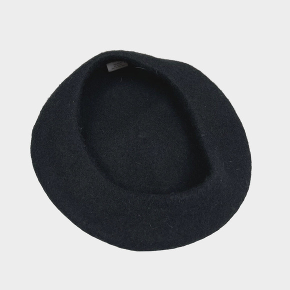 Black Wool Blend Beret Hat Women Winter Bow Detailing Size OSFM - Picture 5 of 6
